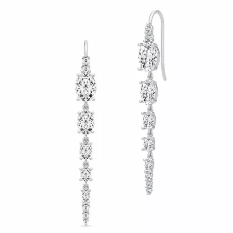 Julie Sandlau Glamour lange Zirkon Ohrringe in Satinrhodiniertes Sterlingsilber weißem Zirkon