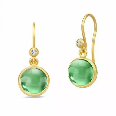 Julie Sandlau runden grünen Ohrringe in vergoldetem Sterlingsilber grünem Bergkristall weißem Zirkon