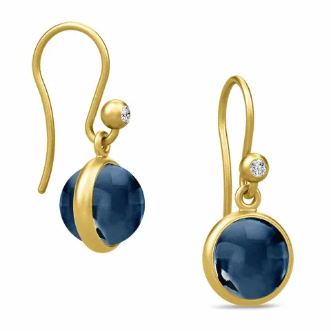 Julie Sandlau runden Saphir Ohrringe in vergoldetem Sterlingsilber weißem Zirkon blauem synthetische Saphir
