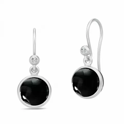 Julie Sandlau runden schwarzem Bergkristall Ohrringe in Satinrhodiniertes Sterlingsilber schwarzen Bergkristallen weißen Zirkonen
