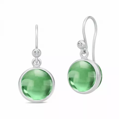 Julie Sandlau runden grünen Ohrringe in Satinrhodiniertes Sterlingsilber grünem Bergkristall weißem Zirkon