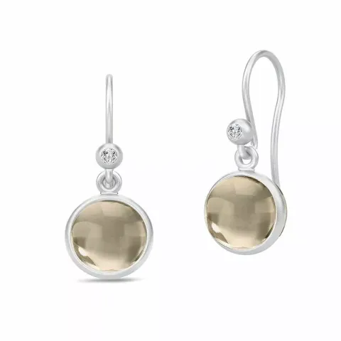 Julie Sandlau Primini runden rauchfarbenem Bergkristall Ohrringe in Satinrhodiniertes Sterlingsilber rauchfarbenem Bergkristall weißem Zirkon