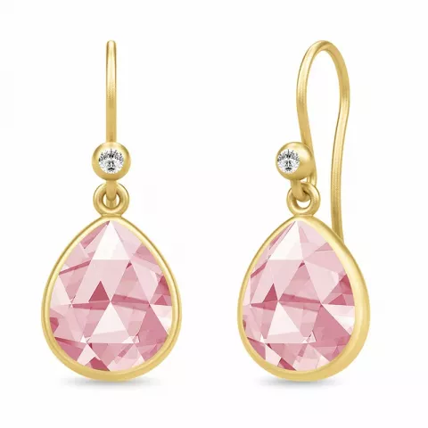 lange Julie Sandlau Tropfen Bergkristall Ohrringe in vergoldetem Sterlingsilber pink Bergkristall weißem Zirkon
