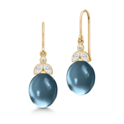 Julie Sandlau Tasha Tropfen blauem Ohrringe in Silber mit 22 Karat Vergoldung weißem Zirkon blauem Bergkristall