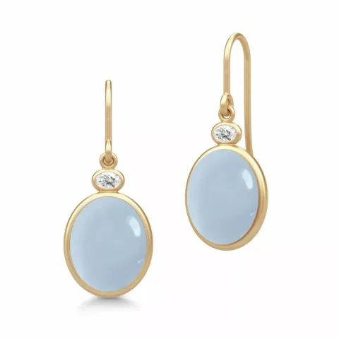 Julie Sandlau Glace Ohrhänger in vergoldetem Sterlingsilber weißem Zirkon blauem Chalzedon