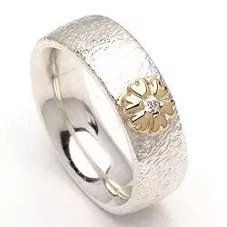 Kollektionsmuster Blumen Zirkon Ring aus Silber und Gelbgold