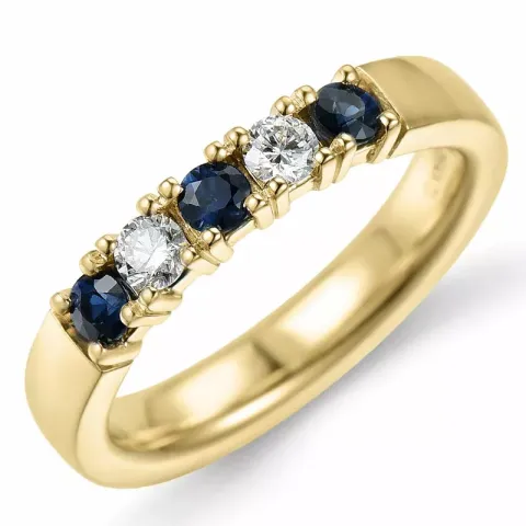 Kollektionsmuster blauem Saphir Memoirering in 14 Karat Gold 2 x 0,10 ct