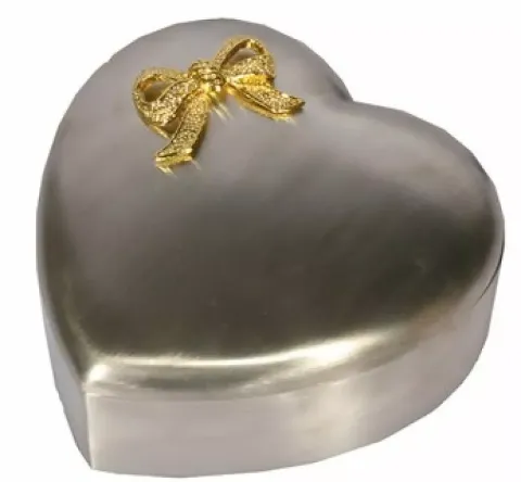 Taufgeschenk: 12 x 12 cm Herz schmuckschatulle für Mädchen in verzinnt 