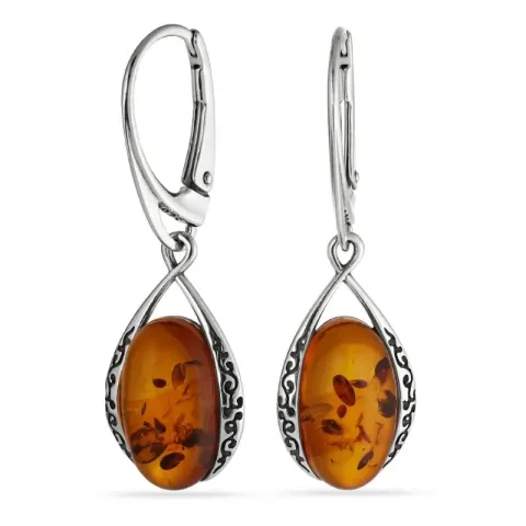 Kollektionsmuster Bernstein Ohrringe in Silber