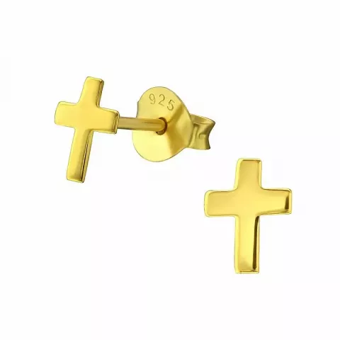 Kollektionsmuster Kreuz Ohrringe in vergoldetem Silber