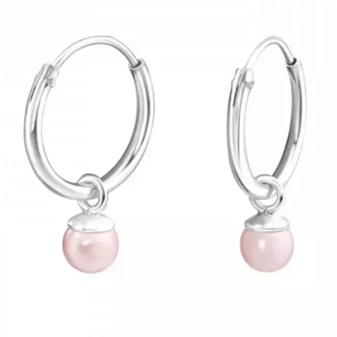 Kollektionsmuster hellroten Perle Kreole in Silber - Little Ones