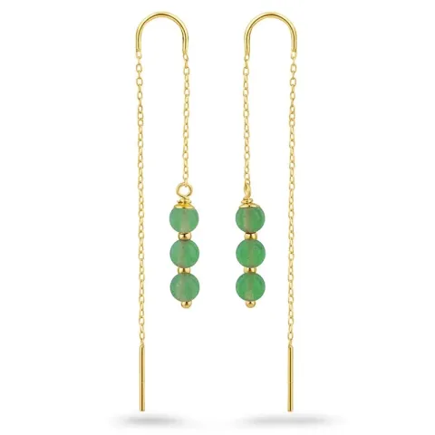 Kollektionsmuster Jadestein ketten ohrringe in vergoldetem Silber - Loom Stones