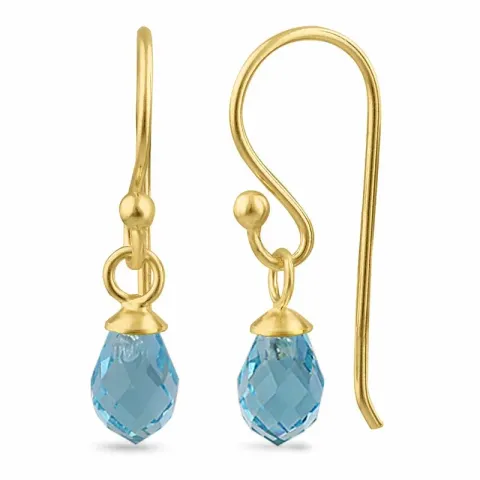 Kollektionsmuster blauem Topas-Glas Ohrhänger in vergoldetem Silber - Loom Stones