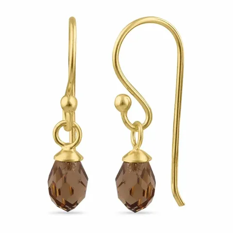 Kollektionsmuster braunes Glas Ohrhänger in vergoldetem Silber - Loom Stones