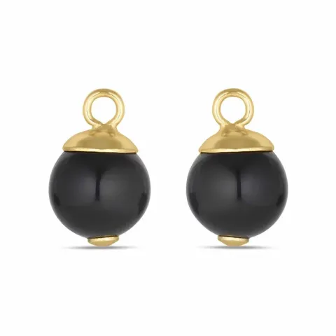 Kollektionsmuster schwarzem Onyx Anhänger für Ohrringe in vergoldetem Sterlingsilber