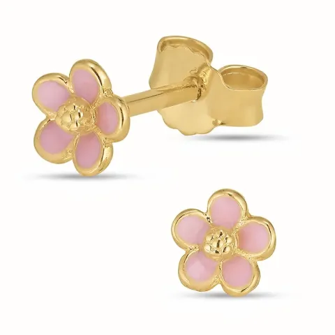 Kollektionsmuster Marguerite hellroten Ohrstecker in vergoldetem Silber - Majse