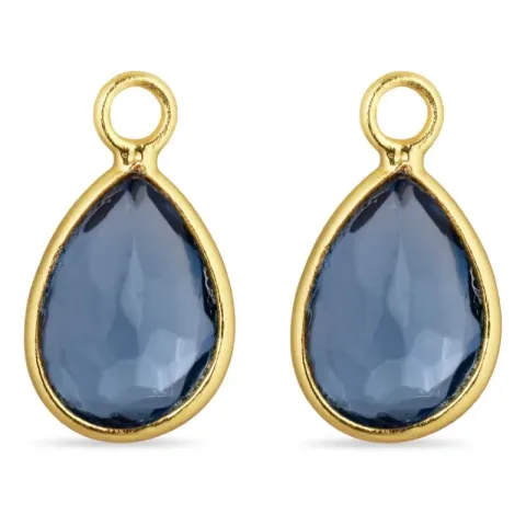 Kollektionsmuster Tropfen dunkelblauem Bergkristall Anhänger für Ohrringe in vergoldetem Silber - Mix & Match