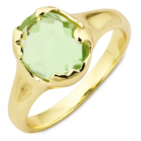 Kollektionsmuster hellgrünem Bergkristall Ring aus vergoldetes Messing - Eliné