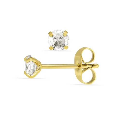 Kollektionsmuster Brezel Zirkon Solitärohrstecker in vergoldetem Edelstahl - OCEANA