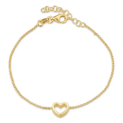 Kollektionsmuster Herz Armband aus vergoldetem Sterlingsilber und Anhänger aus vergoldetem Sterlingsilber