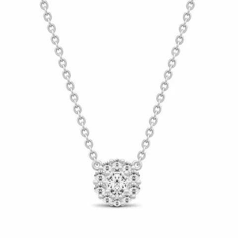 Julie Sandlau Glamour runder Anhänger mit Halskette in Satinrhodiniertes Sterlingsilber weißem Zirkon