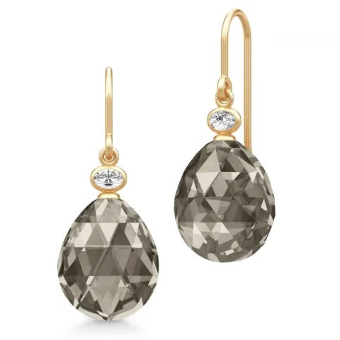Julie Sandlau Ofelia rauchfarbenem Bergkristall Ohrringe in vergoldetem Sterlingsilber