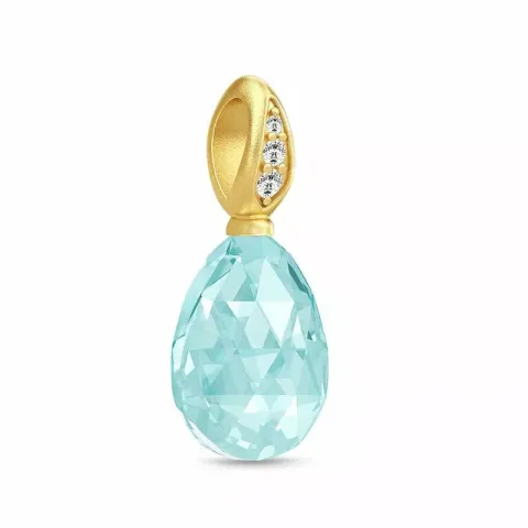 klein Julie Sandlau Mermaid tropfenförmigen Bergkristall Anhänger in vergoldetem Sterlingsilber hellblauem Bergkristall weißem Zirkon