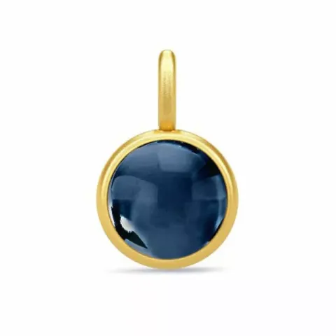 Julie Sandlau Primini runder blauem Bergkristall Anhänger in vergoldetem Sterlingsilber dunkelblauem Bergkristall