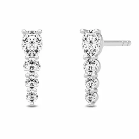 Julie Sandlau Glamour weißem Zirkon Ohrringe in Satinrhodiniertes Sterlingsilber weißem Zirkon