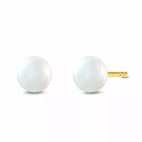 6 mm Julie Sandlau runden Perle Ohrringe in vergoldetem Sterlingsilber