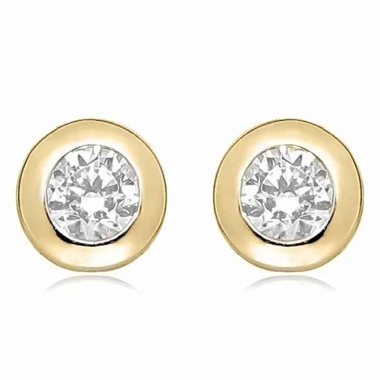 Goldohrstecker in 9 Karat Gold mit 