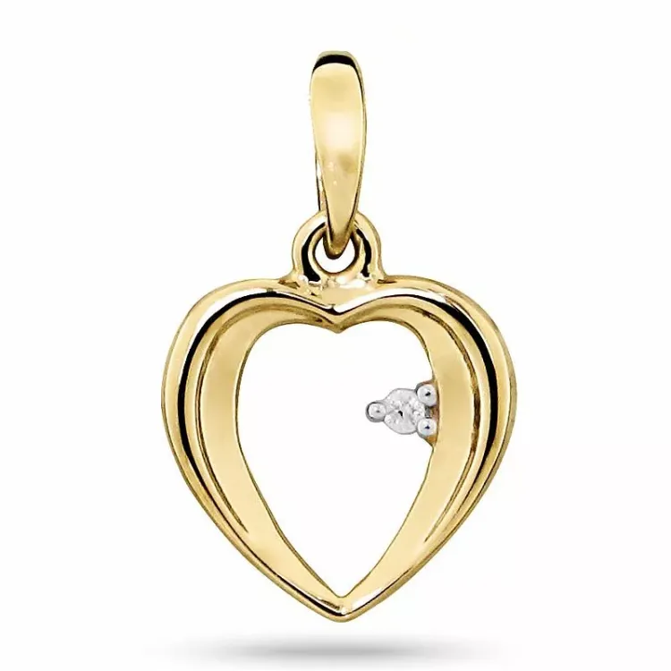 Herz Diamant Anhänger in 9 karat Gold