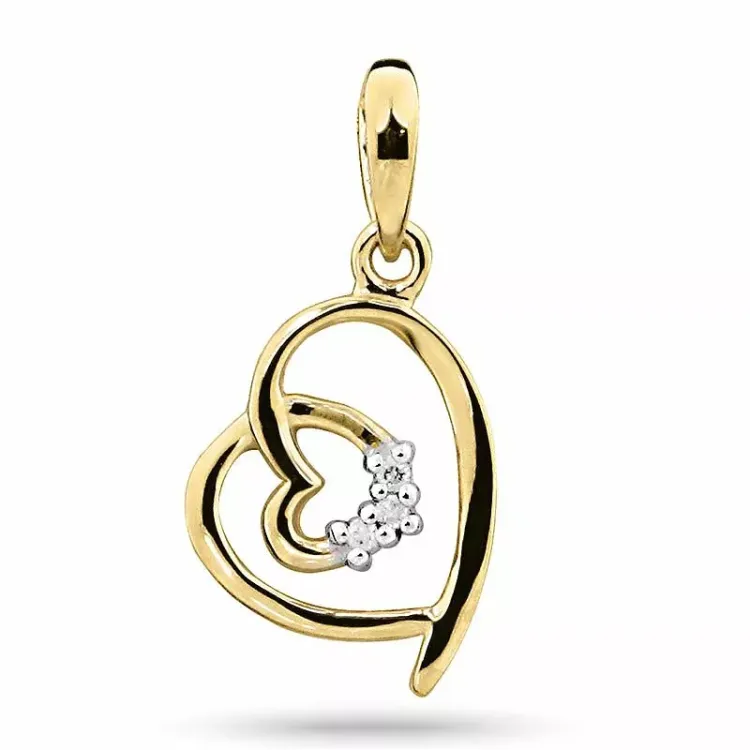 Trendy Diamant Herzförmiger Anhänger in 14 karat Gold