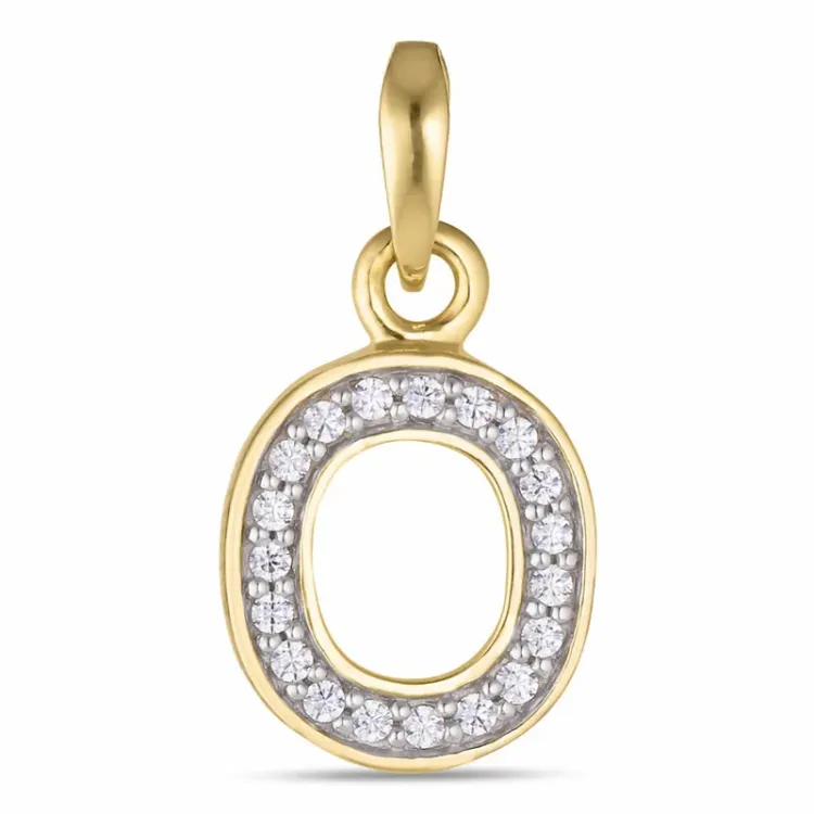 Elegant buchstab o Zirkon Anhänger aus 9 Karat Gold