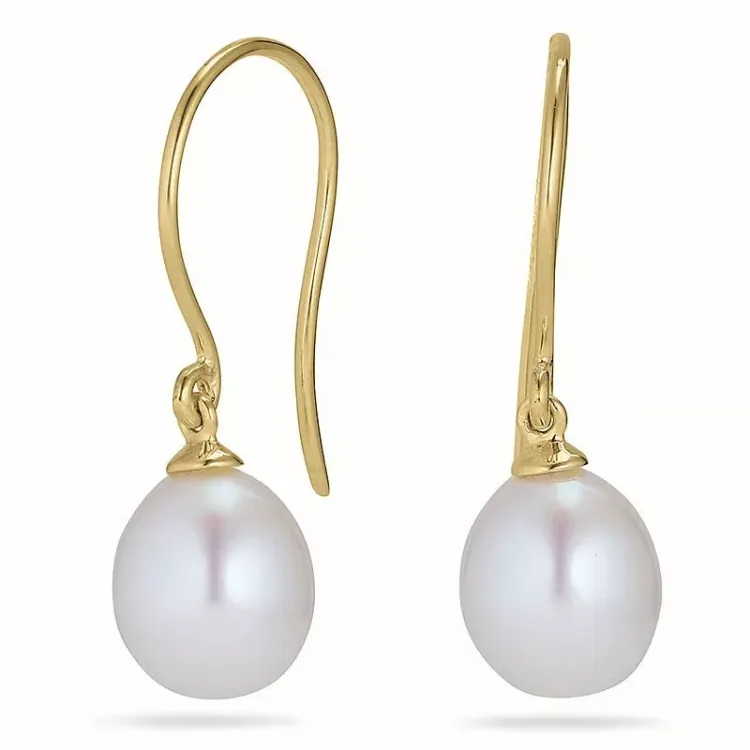 Ovalen 8 - 9 mm süßwasserperle, aaa-qualität ohrringe in 14 karat gold mit 