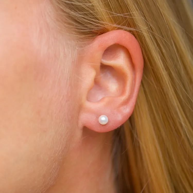 4,5-5 mm Perle Ohrstecker in Silber