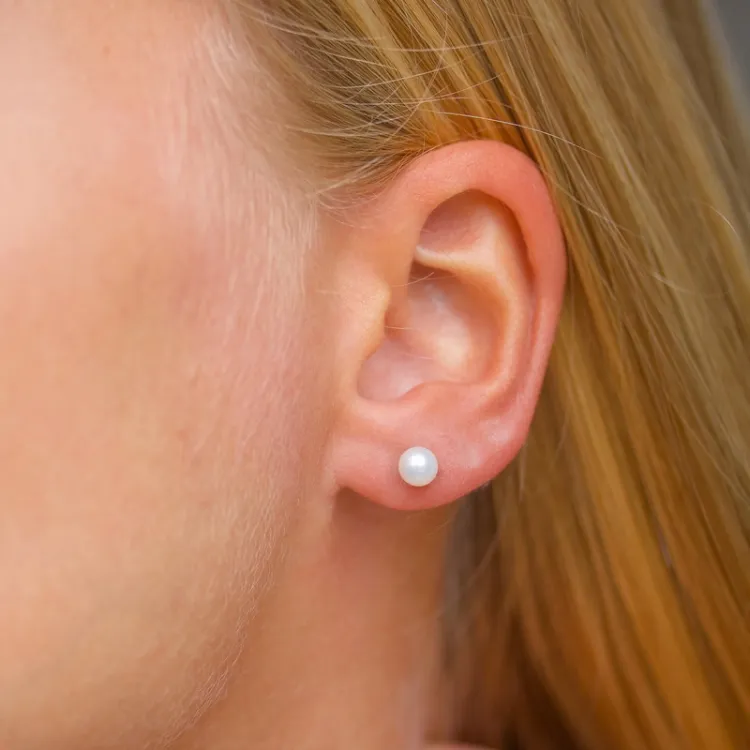 5-5,5 mm Perle Ohrstecker in Silber