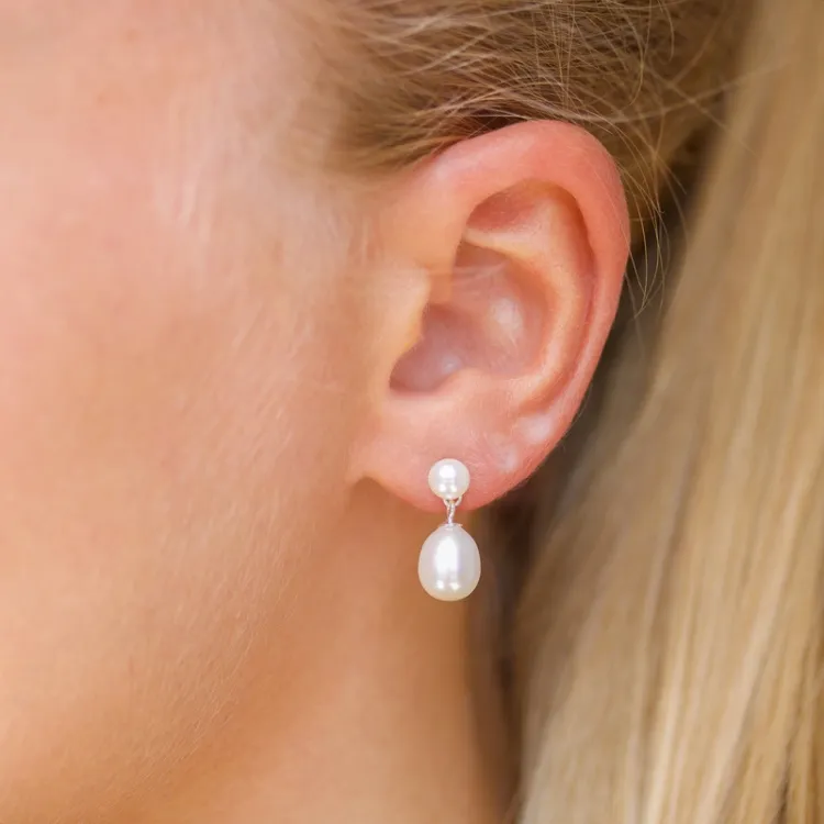 7 - 8 mm Perle Ohrringe in Silber