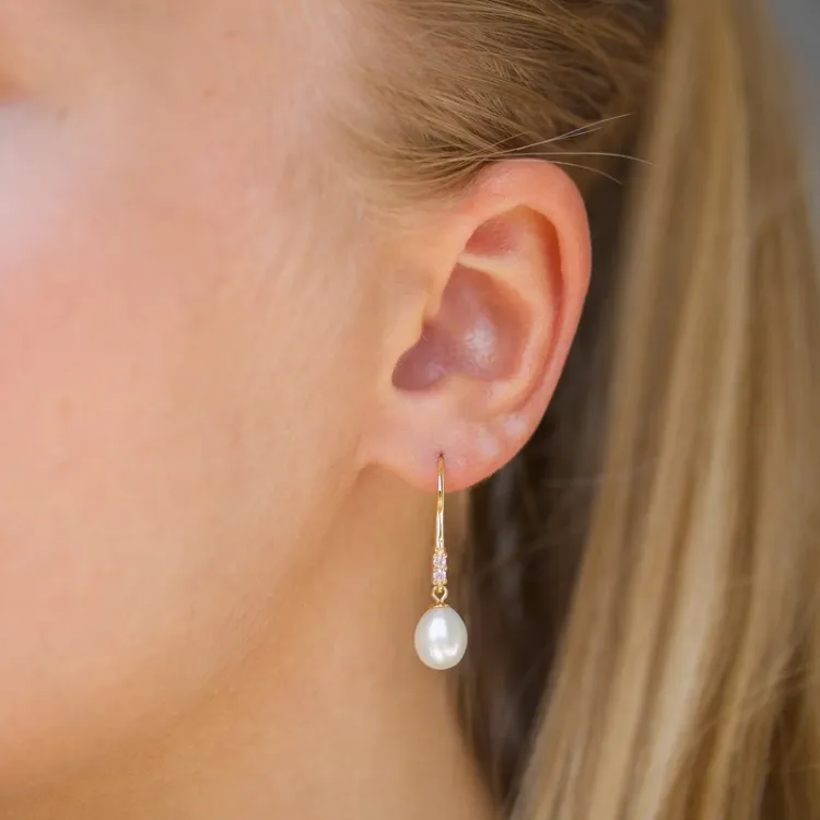 7 - 8 mm Perle Ohrringe in vergoldetem Sterlingsilber