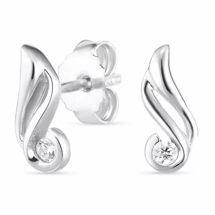 Zirkon Ohrstecker in rhodiniertem Silber
