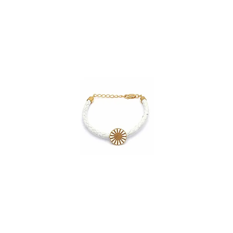 Marguerite Armband aus Leder und Marguerite Anhänger aus vergoldetem Sterlingsilber