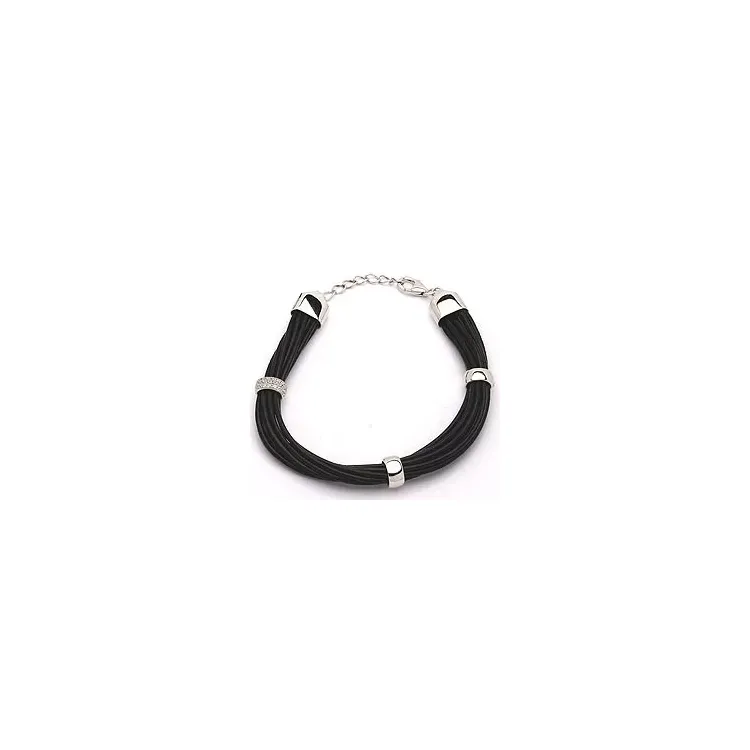 Armband aus Leder und Anhänger aus rhodiniertem Silber