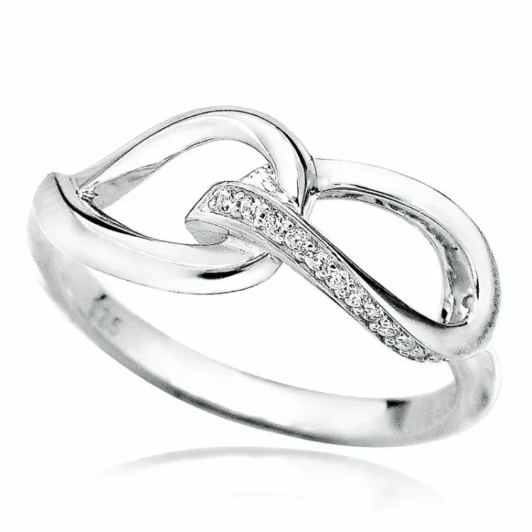 Abstraktem zirkon silber ring aus silber