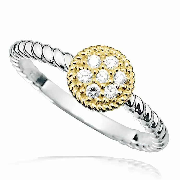 Abstraktem runder ring aus silber mit vergoldetem sterlingsilber