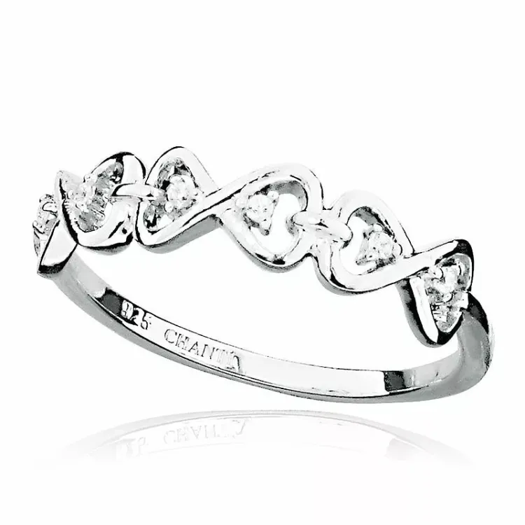 Herz Ring aus rhodiniertem Silber