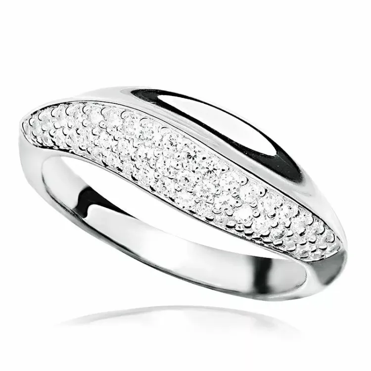 Breit weißem zirkon ring aus rhodiniertem silber