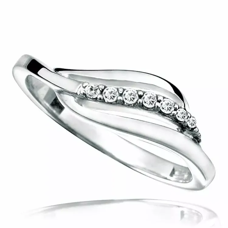 Glatt weißem zirkon ring aus rhodiniertem silber