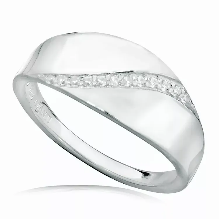 weißem Zirkon Ring aus rhodiniertem Silber
