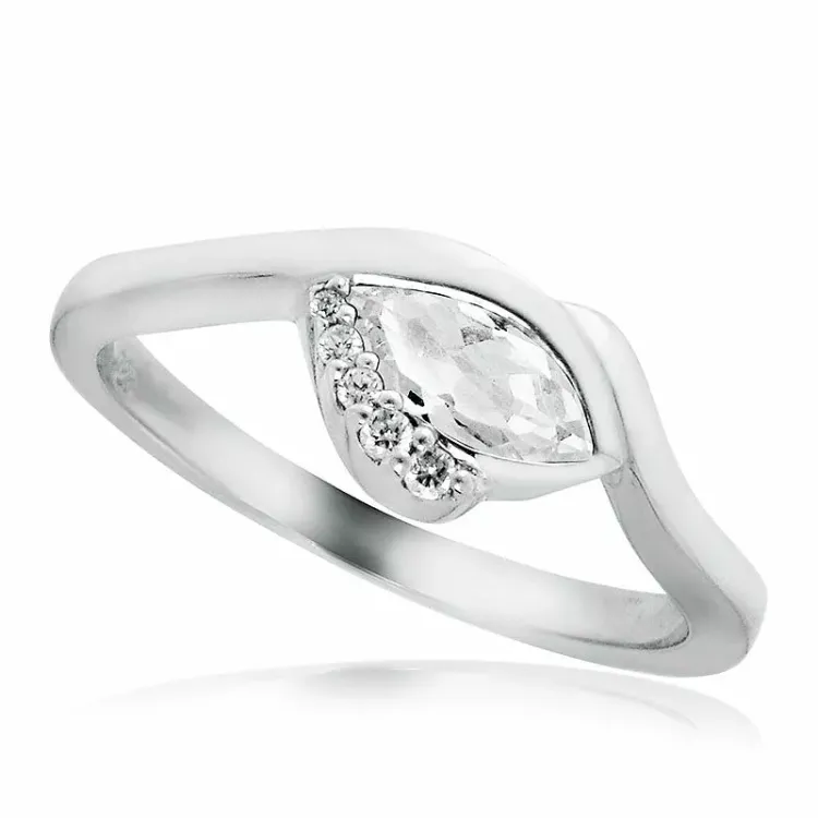 weißem Zirkon Ring aus rhodiniertem Silber