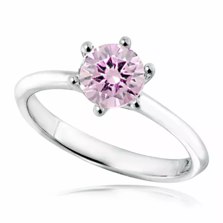 Pink ring aus rhodiniertem silber
